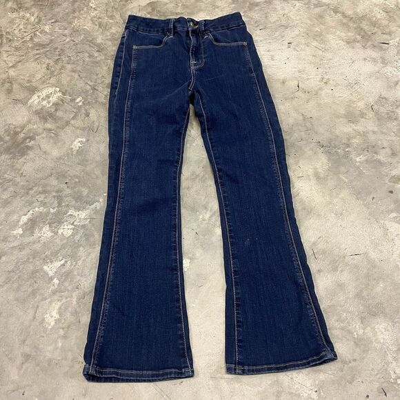 Frame Size 25 Womens Jeans Le Crop Mini Boot Mid Rise Stretch Raw Hem Med Wash - Picture 1 of 9